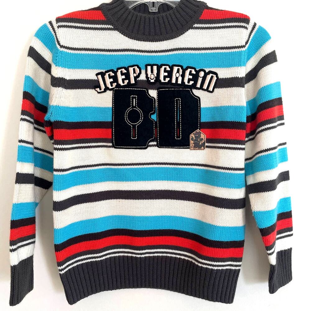 Boys Jeep Verein Striped Sweater Pullover Long Sleeve Size 140/64‎ 9-10years
